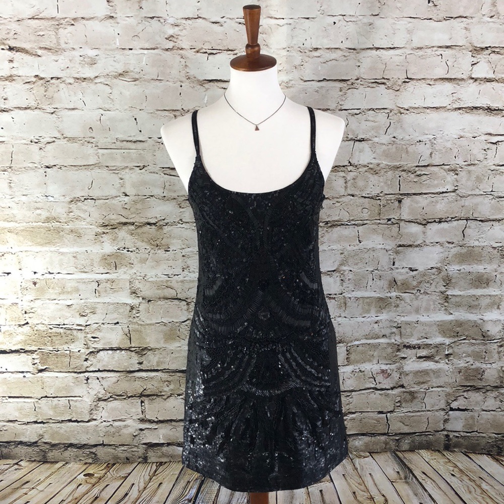 || All Saints || Black Eagle Sequin Dress UK8/US4